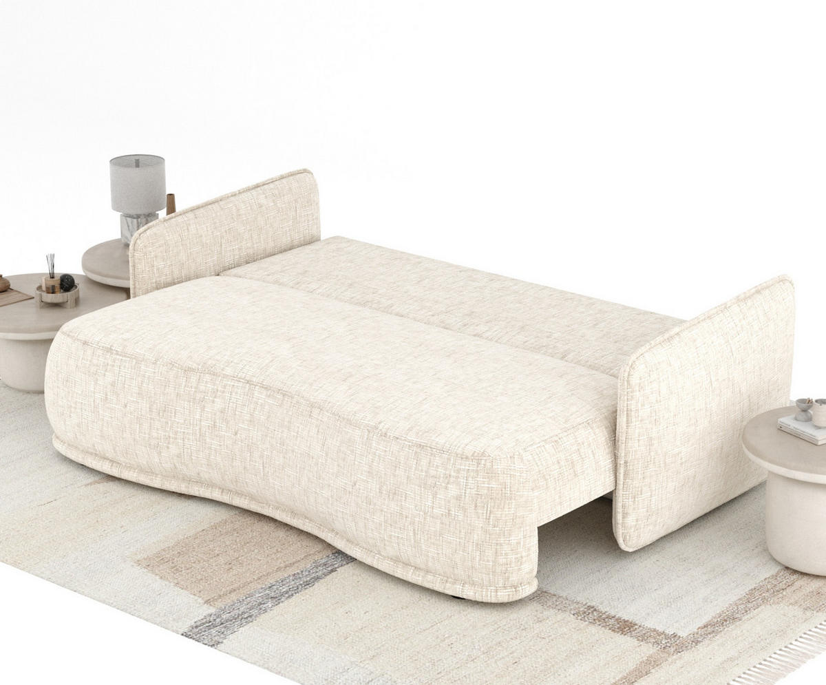 SCHLAFSOFA Mitsis Creme Webstoff - Creme/Schwarz, Holz/Holzwerkstoff (231/93/106cm) - Maison de Reve