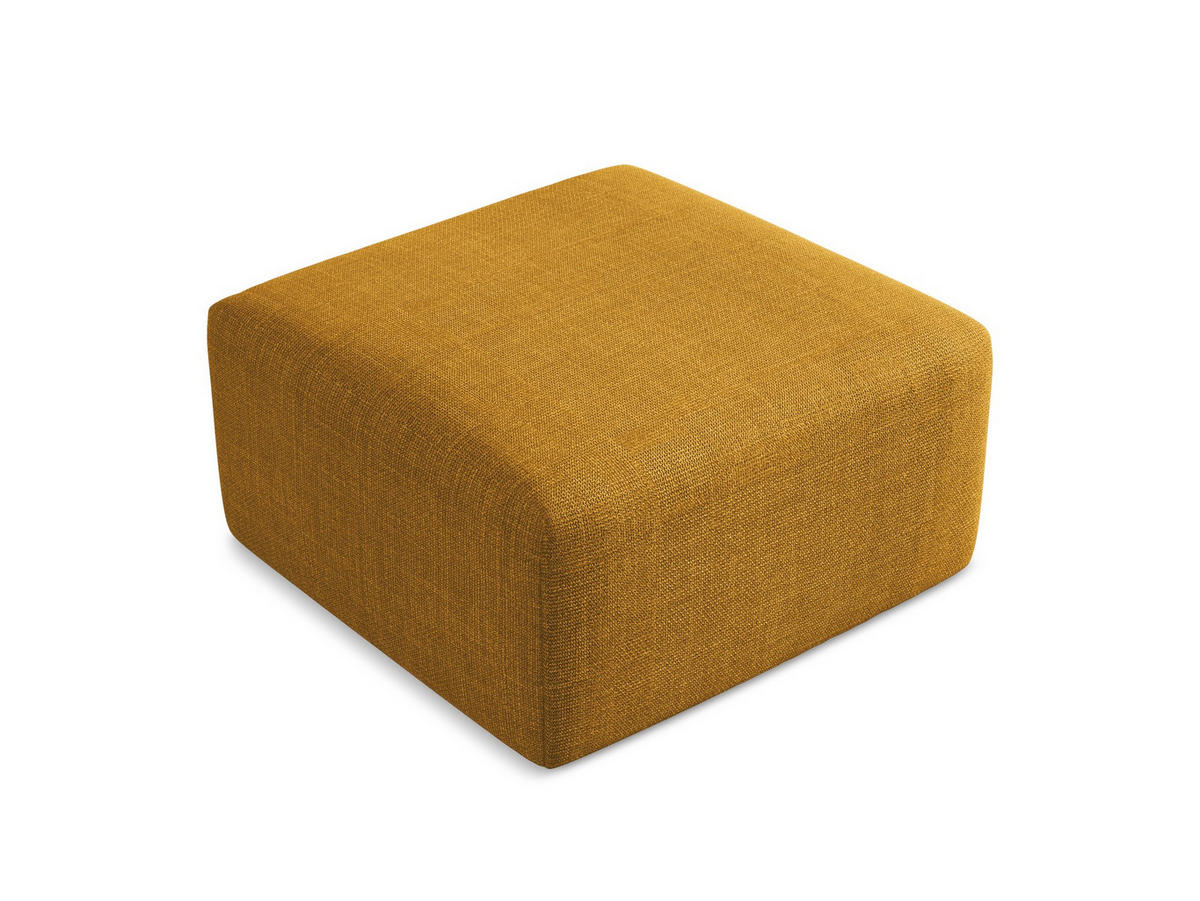 POUF Strukturstoff Gelb - Currygelb/Schwarz, Holzwerkstoff/Kunststoff (75/37/75cm) - Makamii