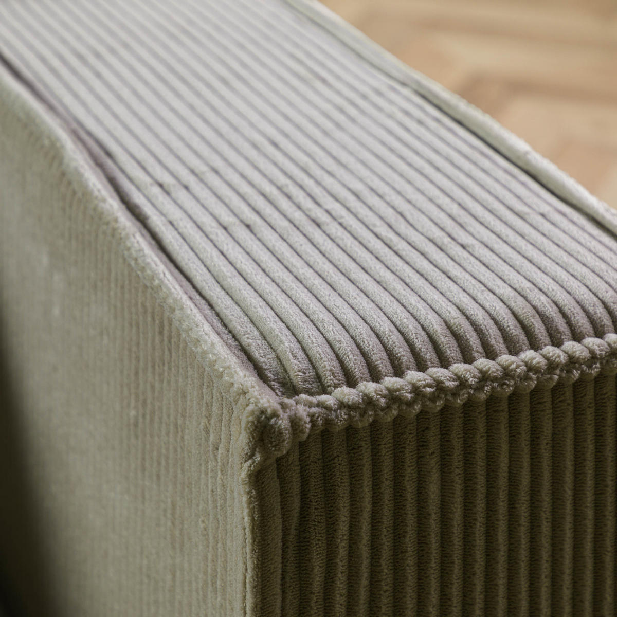ECKSOFA Ottomane links Cord Velours 266x150x80 grün FINN - Grün, Kunststoff (150/266cm) - Massivmoebel24