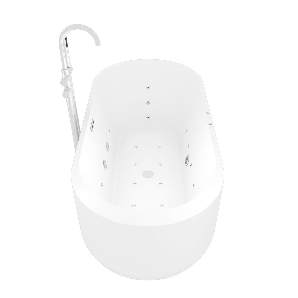 FREISTEHENDE Badewanne F26 170 Whirlpool Armatur AF04 - Weiß, Glas/Kunststoff (80/58/170cm) - AcquaVapore by Sandra Jentho