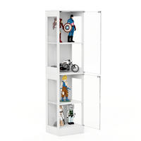 VITRINE 40/35/165 cm mit LED-Beleuchtung, Glastüren und Bewegungssensor, Weiß - Weiß, Holzwerkstoff (40/165/35cm) - Redom