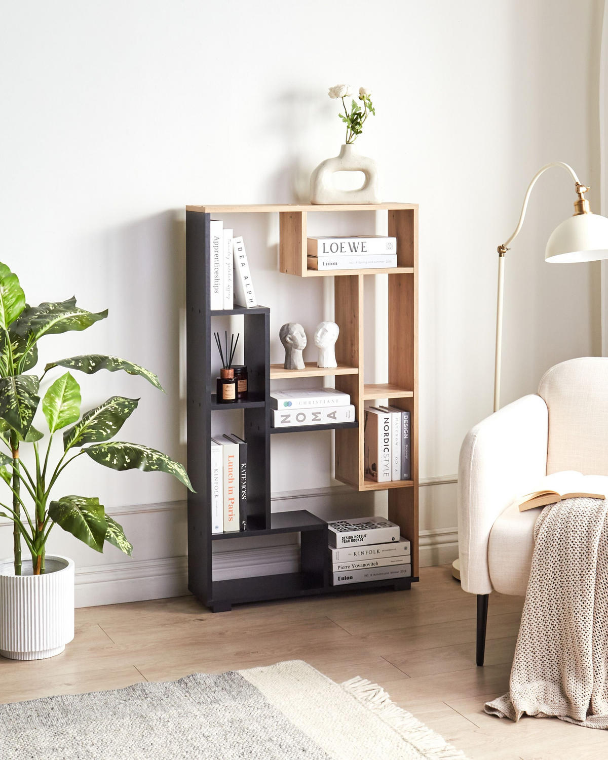 REGAL 122 cm Braun/Schwarz Alma - Braun, Holzwerkstoff (70/122/20cm) - Beliani