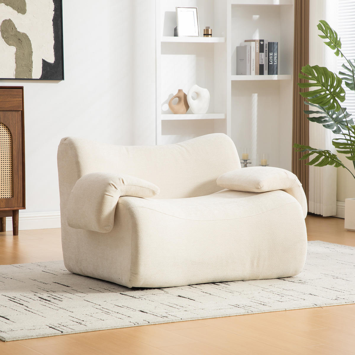 SESSEL DE-35120 mit Chenille-Bezug Beige - Beige, Textil (92.5/73.5/120cm) - ComfortXL