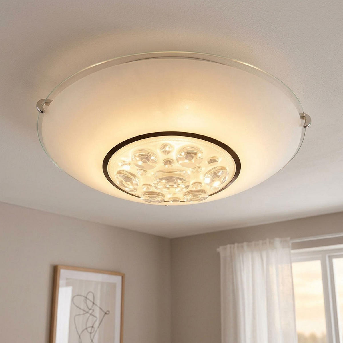 LED DECKENLEUCHTE Metall Kristalloptik Silber - Silberfarben, Glas (25/25/10cm) - Globo Lighting