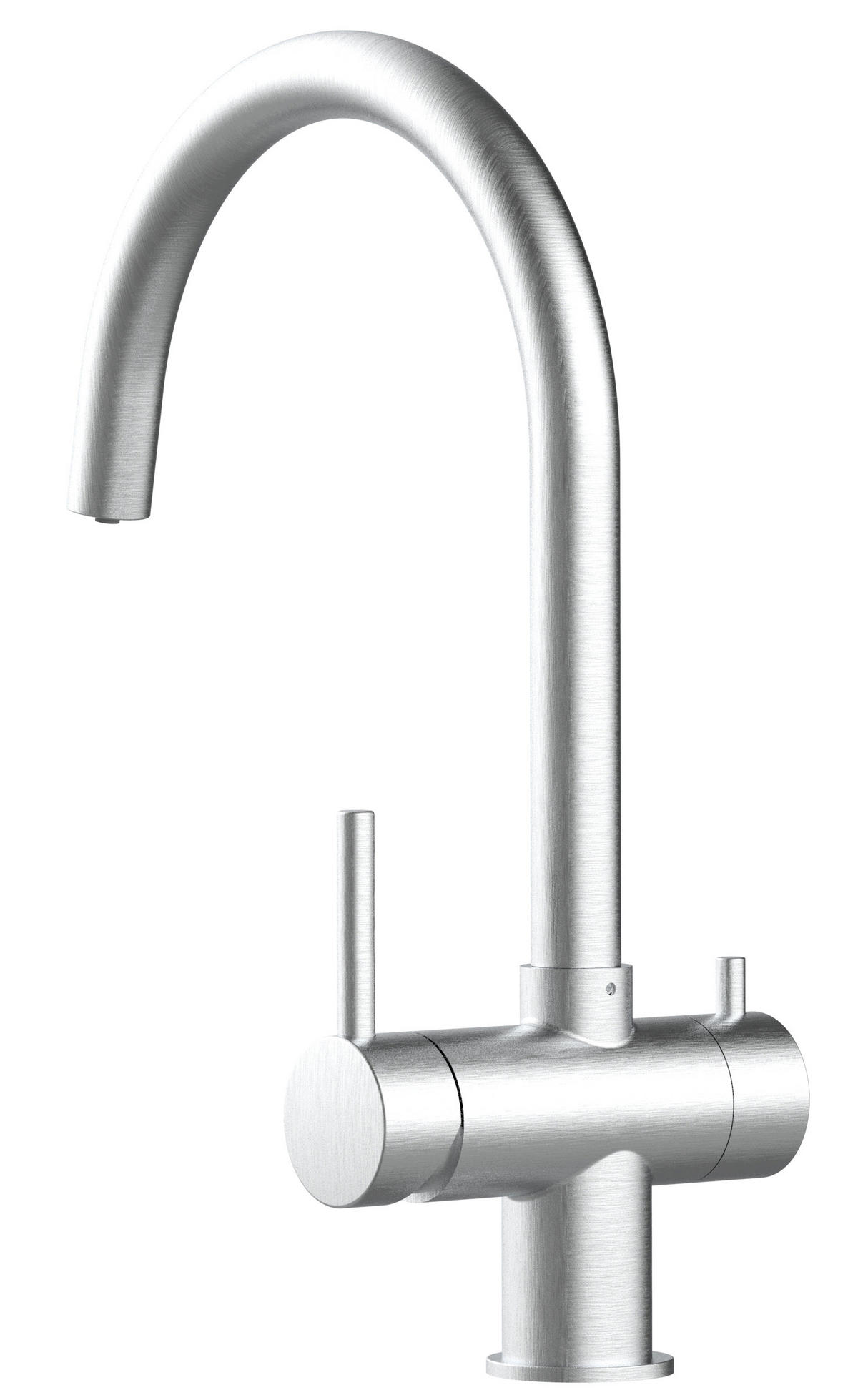 NIEDERDRUCK-3-WEGE-KÜCHENARMATUR, Edelstahl Massiv aus Chirurgenstahl, Gebürstet, 560° schwenkbar - Edelstahlfarben, Metall (21.4/39/21.4cm) - VIZIO