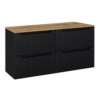 WASCHBECKENSCHRANK Newport-56 - Schwarz, Holzwerkstoff (120/60/40cm) - Lomado