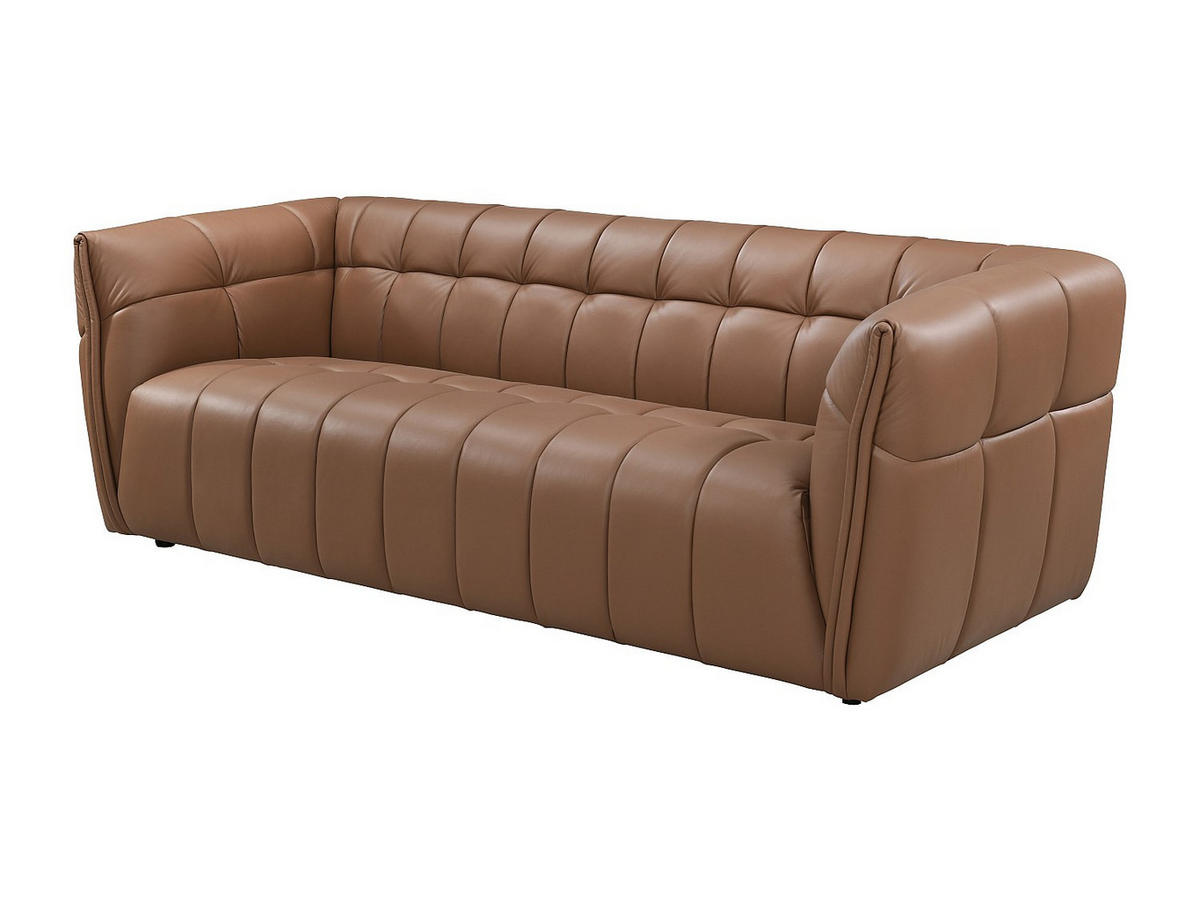 SOFA - 3 Personen - leder - camel Dugori - Hellbraun, Leder (222/74/92.5cm) - Vente-Unique