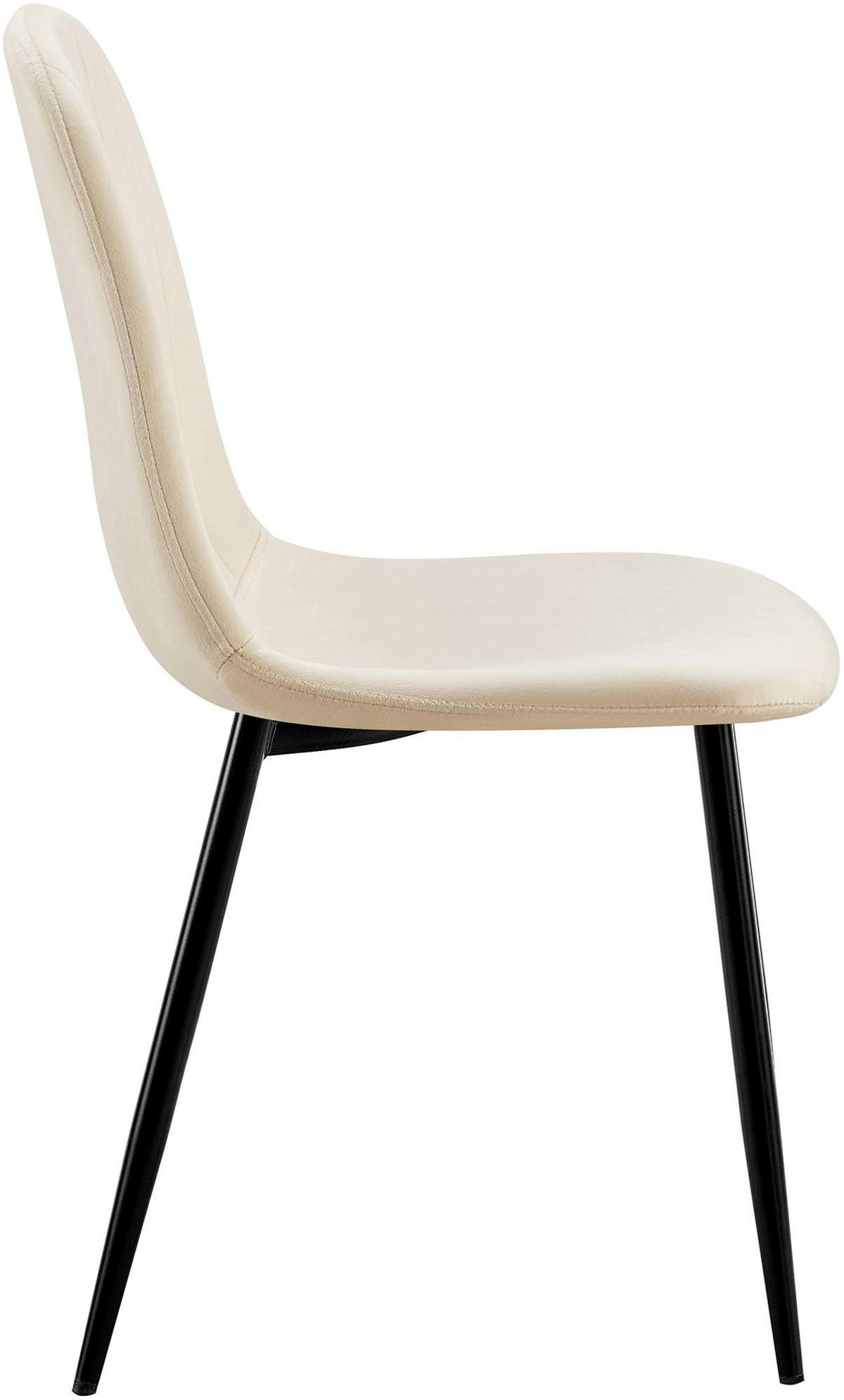 STUHL 4er Set Samt Creme - Creme/Schwarz, Textil/Metall (45/88/54cm) - CLP