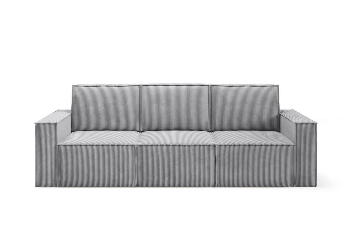 SOFA Orto Hellgrau, Dreisitzer Polstersofa - Hellgrau, Holzwerkstoff/Textil (247/93/82cm) - Bettso