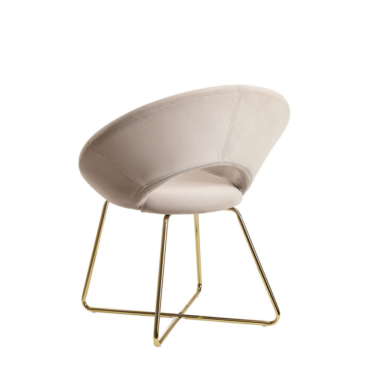 ESSZIMMERSTUHL Samtbezug mit Metallgestell Modern gepolstert, Beige - Beige/Goldfarben, Textil/Metall (60/83/57cm) - KADIMA DESIGN