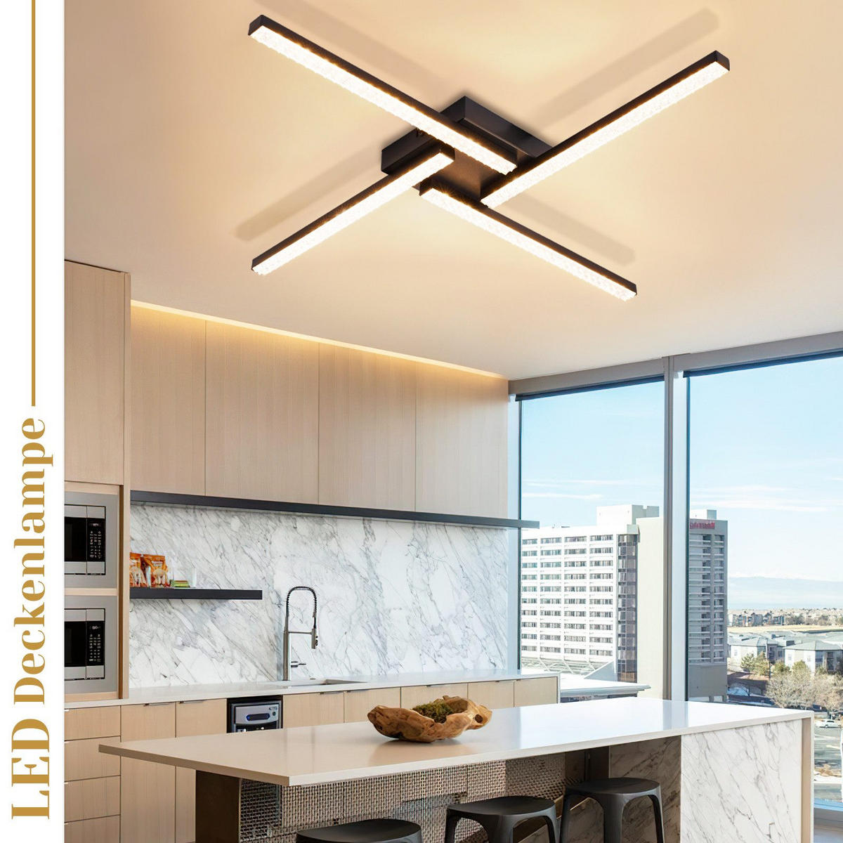 DECKENLEUCHTE LED 4 Flammig Schlafzimmerlampe Kristall Warmweiß 45.5CM - Weiß, Kunststoff (56.6/56.6/7.5cm) - ZMH