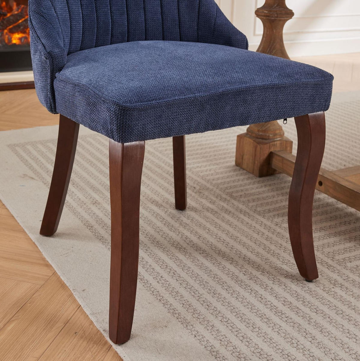 ESSZIMMERSTUHL 2er-Set mit hoher Rückenlehne Chenille Blau - Blau, Holz (50/95.5/64cm) - Meubliv
