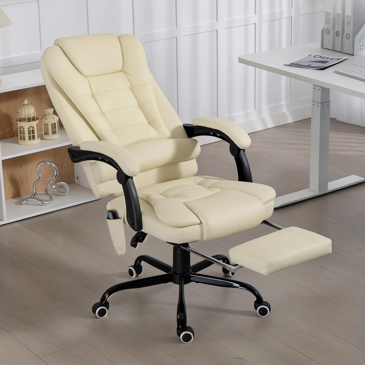 CHEFSESSEL DE-11831 7-Punkt-Massage & 155° Neigung Beige - Beige, Metall (79/121/67cm) - ComfortXL