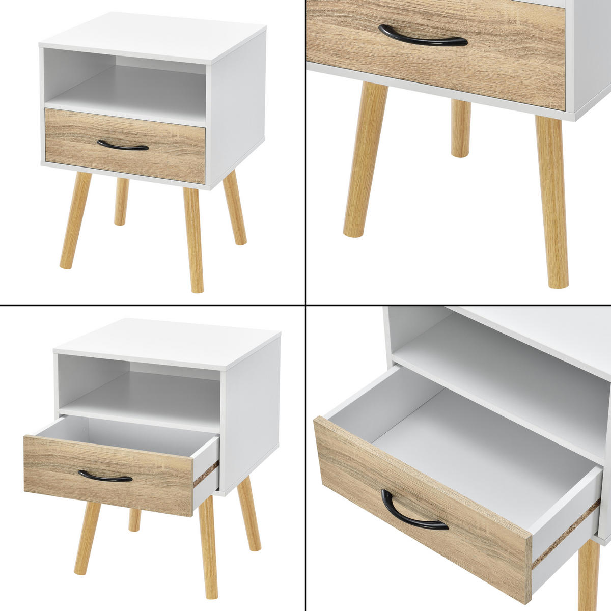 BEISTELLTISCH-SET 2 TLG. Gävle - Eichefarben/Naturfarben, Holz/Holzwerkstoff (40/42/57cm) - [en.casa]