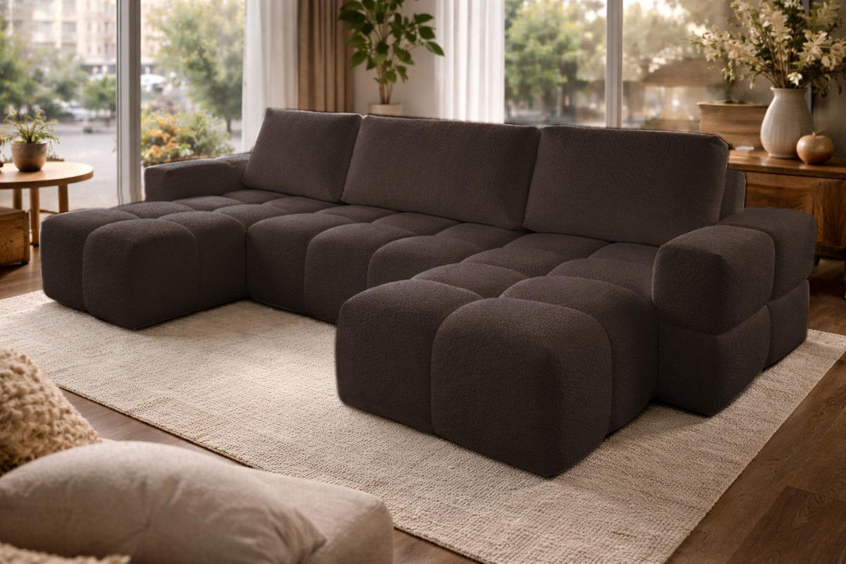 WOHNLANDSCHAFT U-Form Braun WOLKS - Braun, Textil (340/90/165cm) - Compleo24