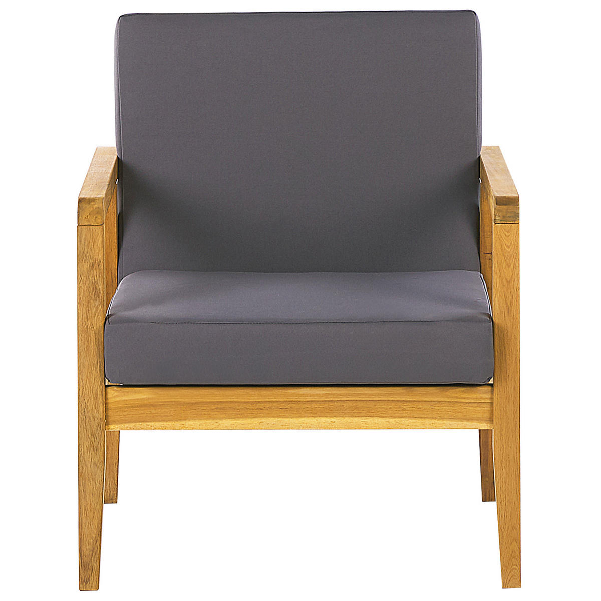 LOUNGE SET 4-Sitzer Hellbraun Auflagen dunkelgrau Pallano - Hellbraun/Dunkelbraun, Holz - Beliani