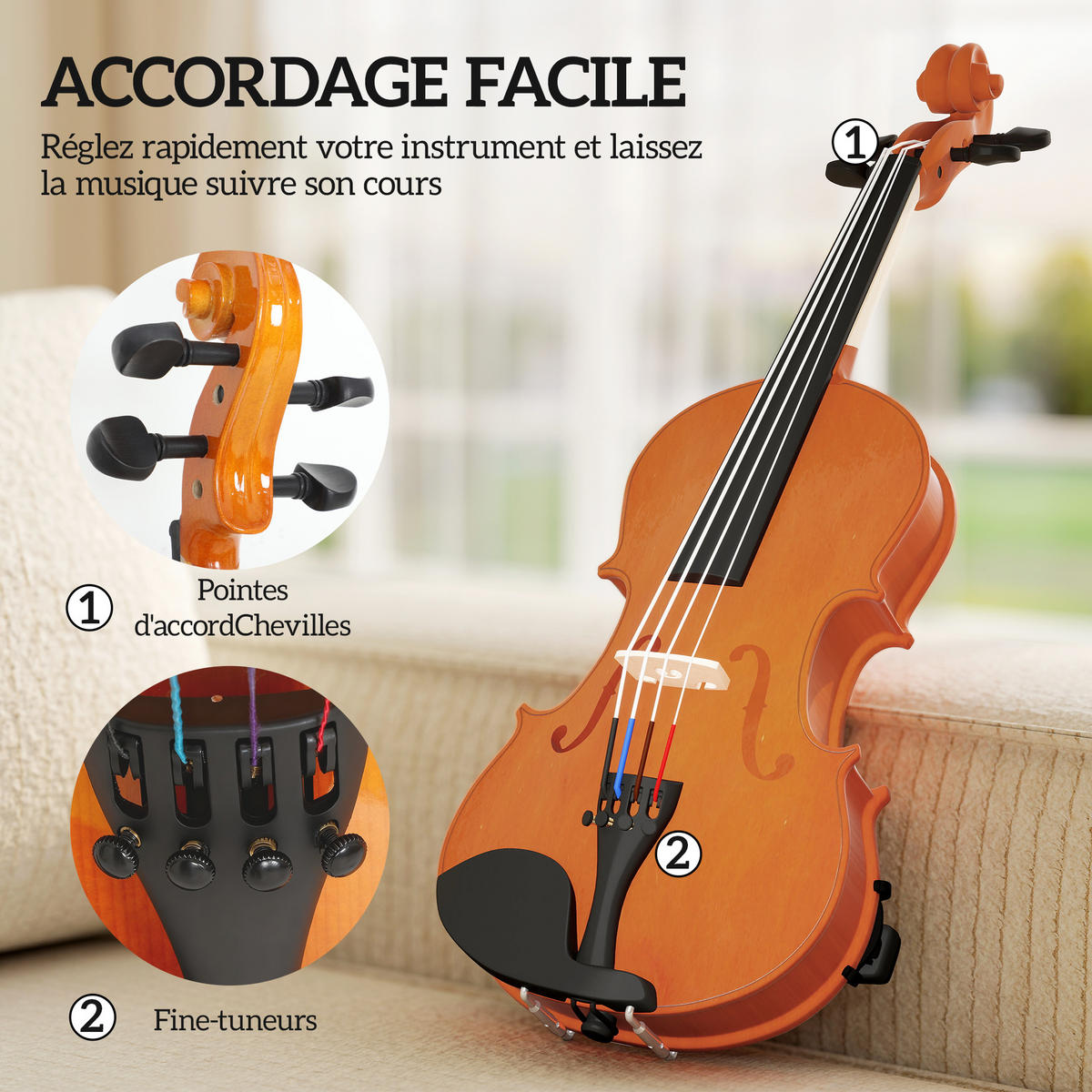 VIOLINE DE-18664 4/4 Größe, Komplettset für Anfänger Braun - Braun, Holzwerkstoff (21/7/60cm) - ComfortXL