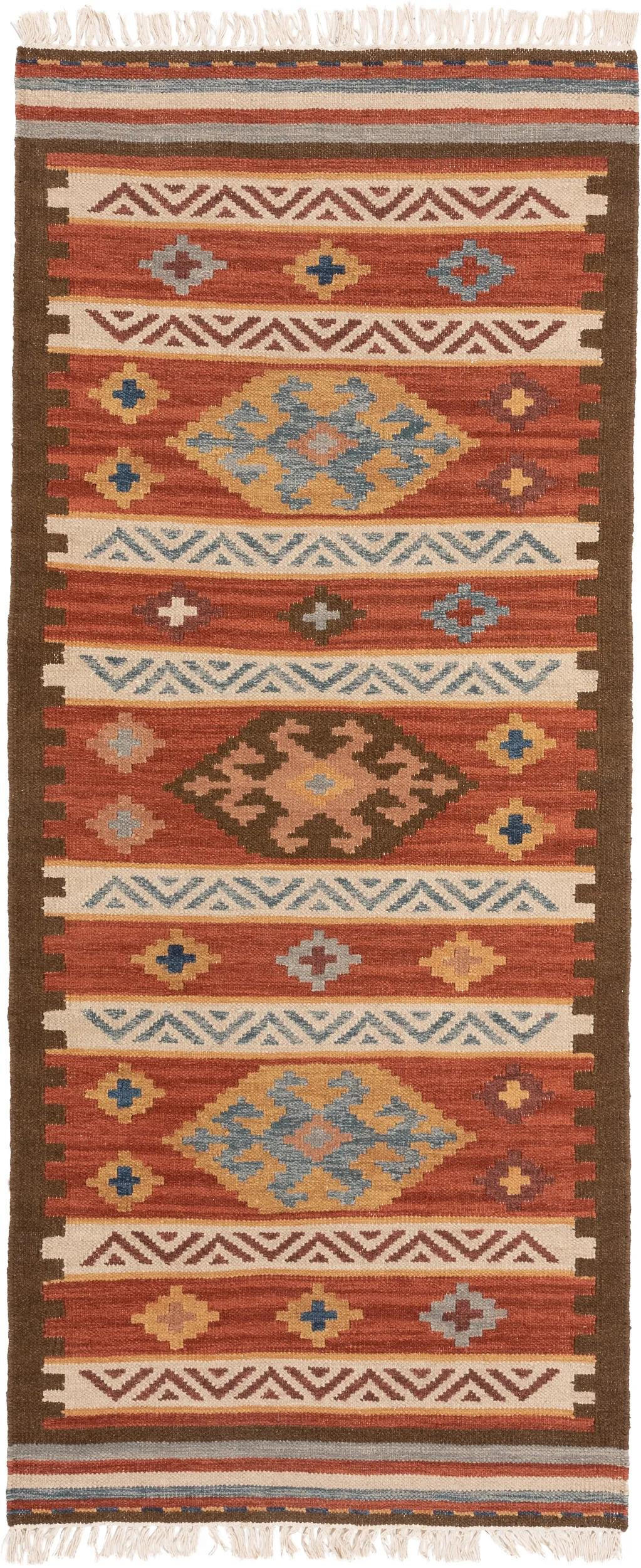 KELIM handgewebt Zohra Multicolor/Rot 80x200 cm - Multicolor, Textil (80/200cm) - benuta Pure