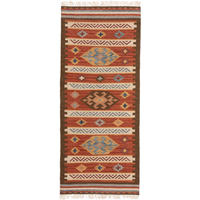 KELIM handgewebt Zohra Multicolor/Rot 80x200 cm - Multicolor, Textil (80/200cm) - benuta Pure