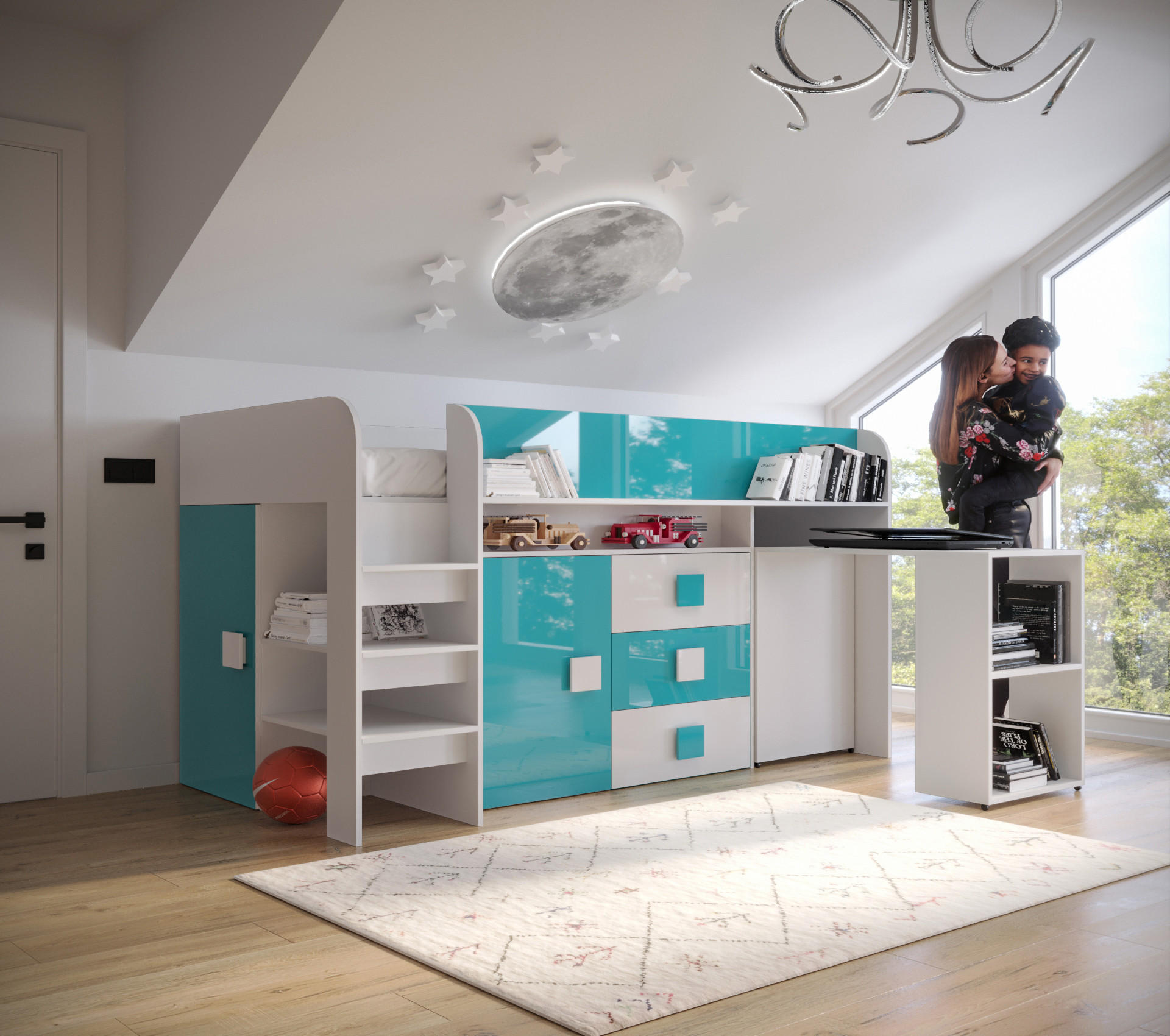 HOCHBETT 203,3/106,6/125 - Blau/Weiß, Holz (90/200cm) - MÖBEL KRYSPOL