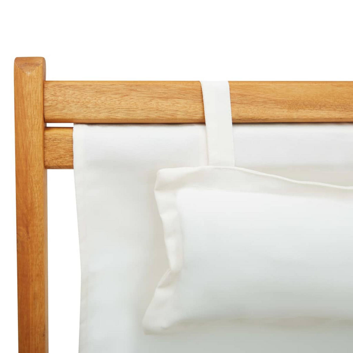 KLAPPBARER Strandstuhl Eukalyptus Massivholz Und Stoff Creme - Creme, Textil (127/95/60cm) - vidaXL