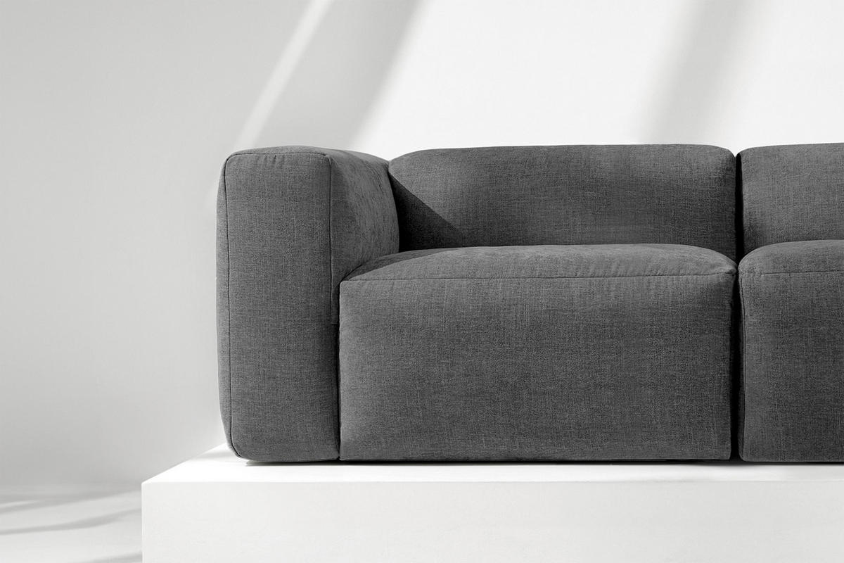 2,5-SITZER-MODULSOFA BUFFO mit extrem weicher und bequemer Sitzfläche, Gewebestoff, aschfahl - Grau, Textil (250/73/96cm) - KONSIMO®