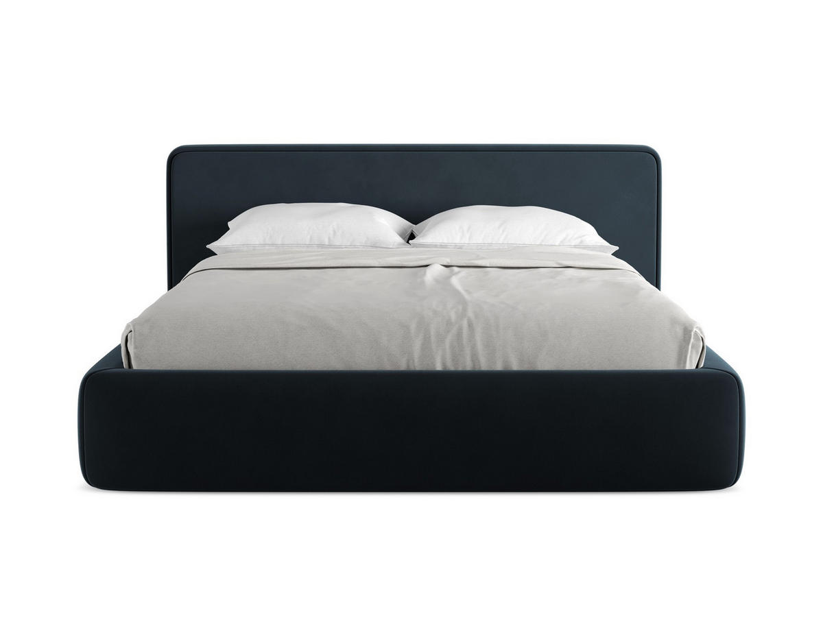 POLSTERBETT mit Bettkasten und Lattenrost 200x225 Blau - Blau/Schwarz, Kunststoff/Textil (160/200cm) - Makamii