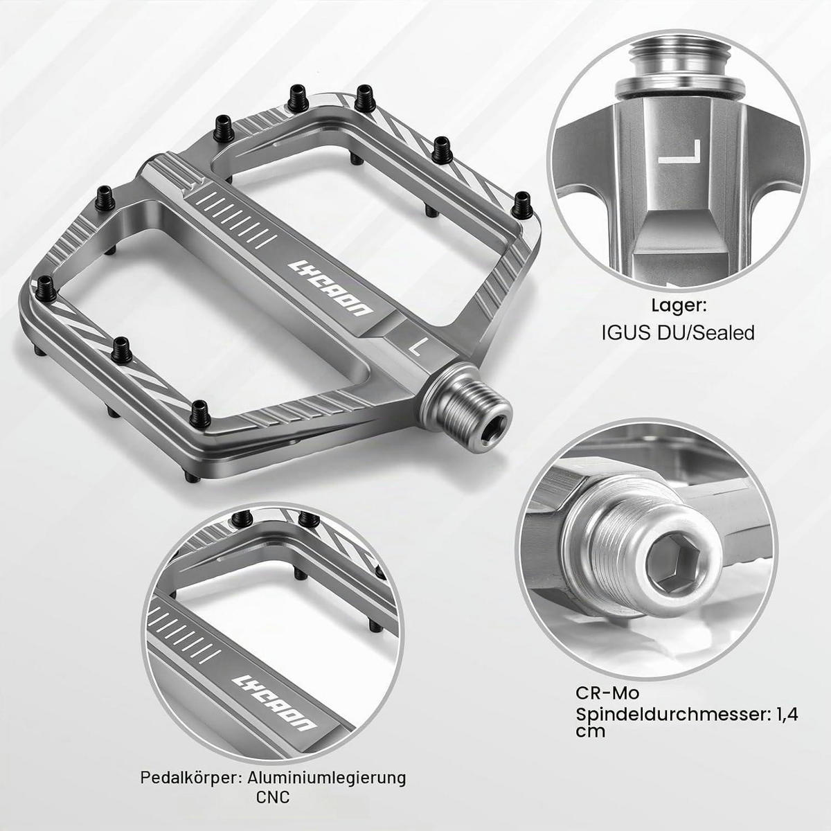 FAHRRADPEDALE Aluminiumlegierung Grau - Grau, Metall (1.1/1.5/11cm)