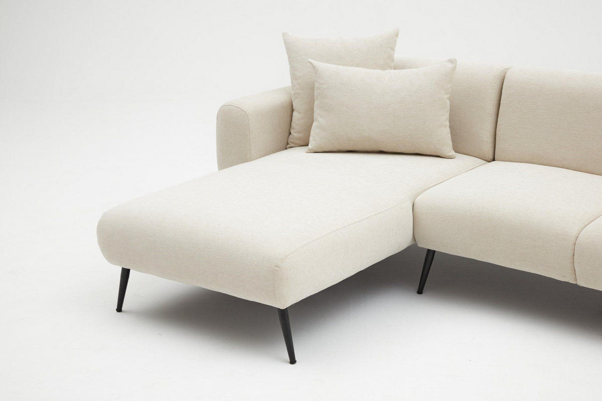 ECKSOFA beidseitig montierbar, Bouclé-Design - Beige/Creme, Holz/Textil (252/158cm) - myHomelando