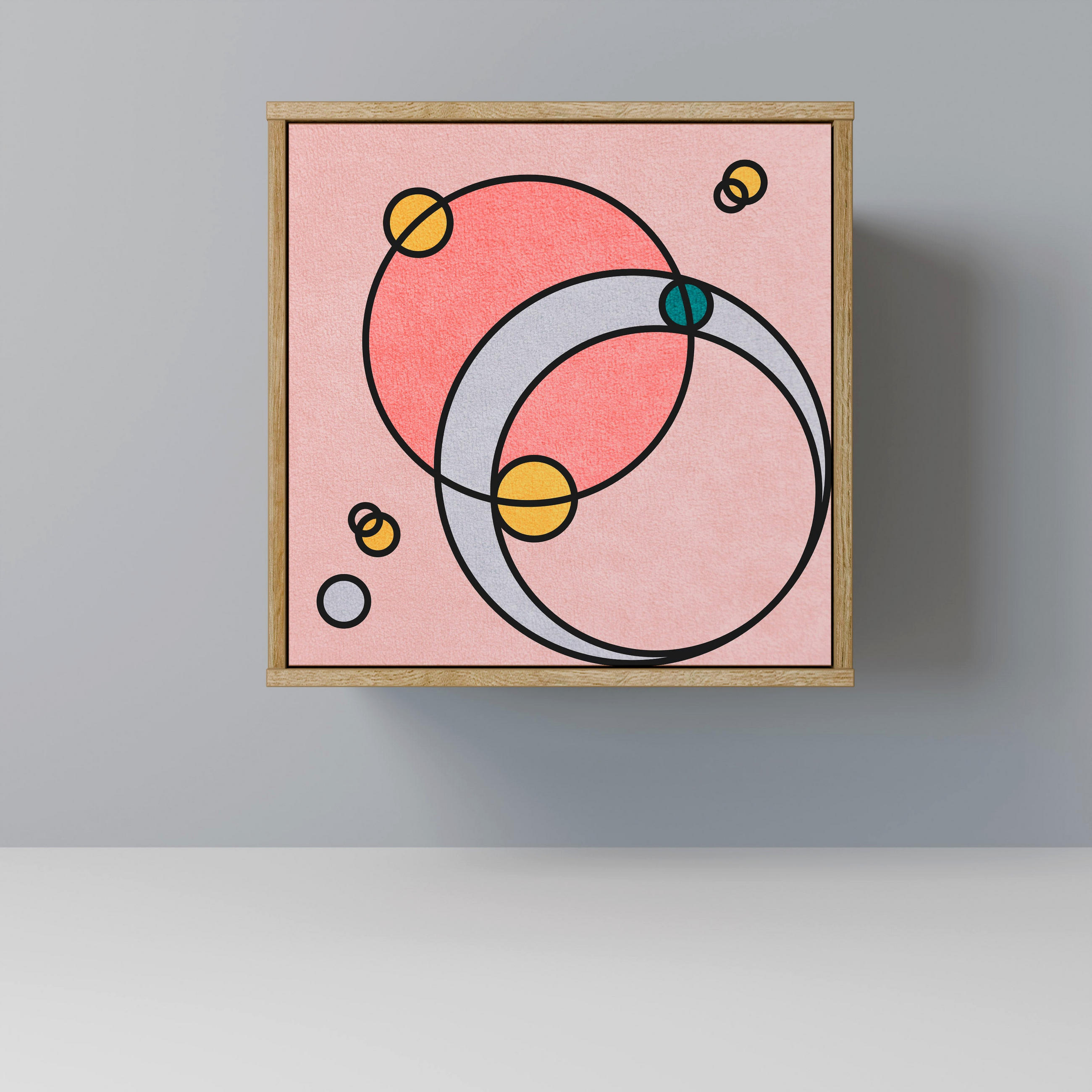 SIDEBOARD GOSSAMER ECHOES, Eichefarben, 57,5x42x57,5 cm, Ohne Füße - Eichefarben/Multicolor, Holzwerkstoff (57.5/57.5/42cm) - SpaceRebels