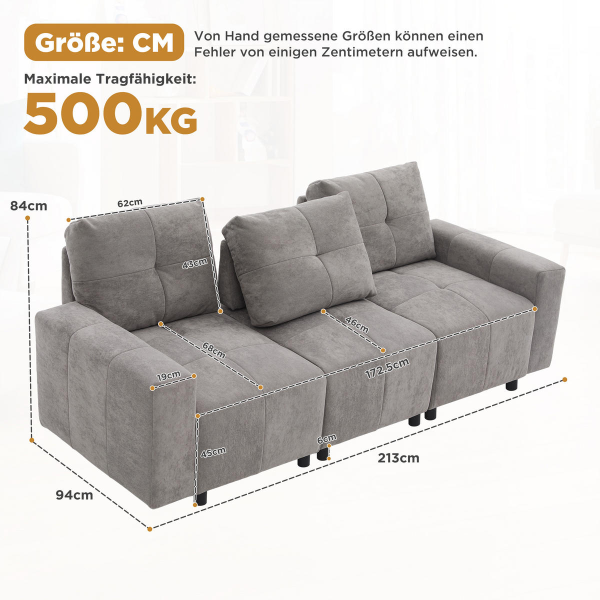 ECKSOFA 213/94/84 cm Grau Weiß mit Schlaffunktion - Grau, Textil (213/94cm) - Oxeza