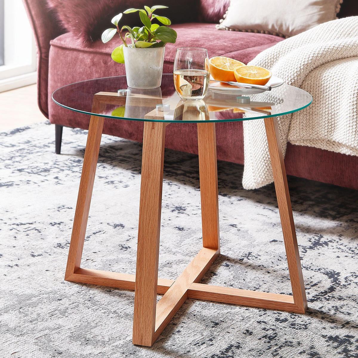 COUCHTISCH BENTE klein Sofatisch - Braun, Glas (58/58/47cm) - tinkaro