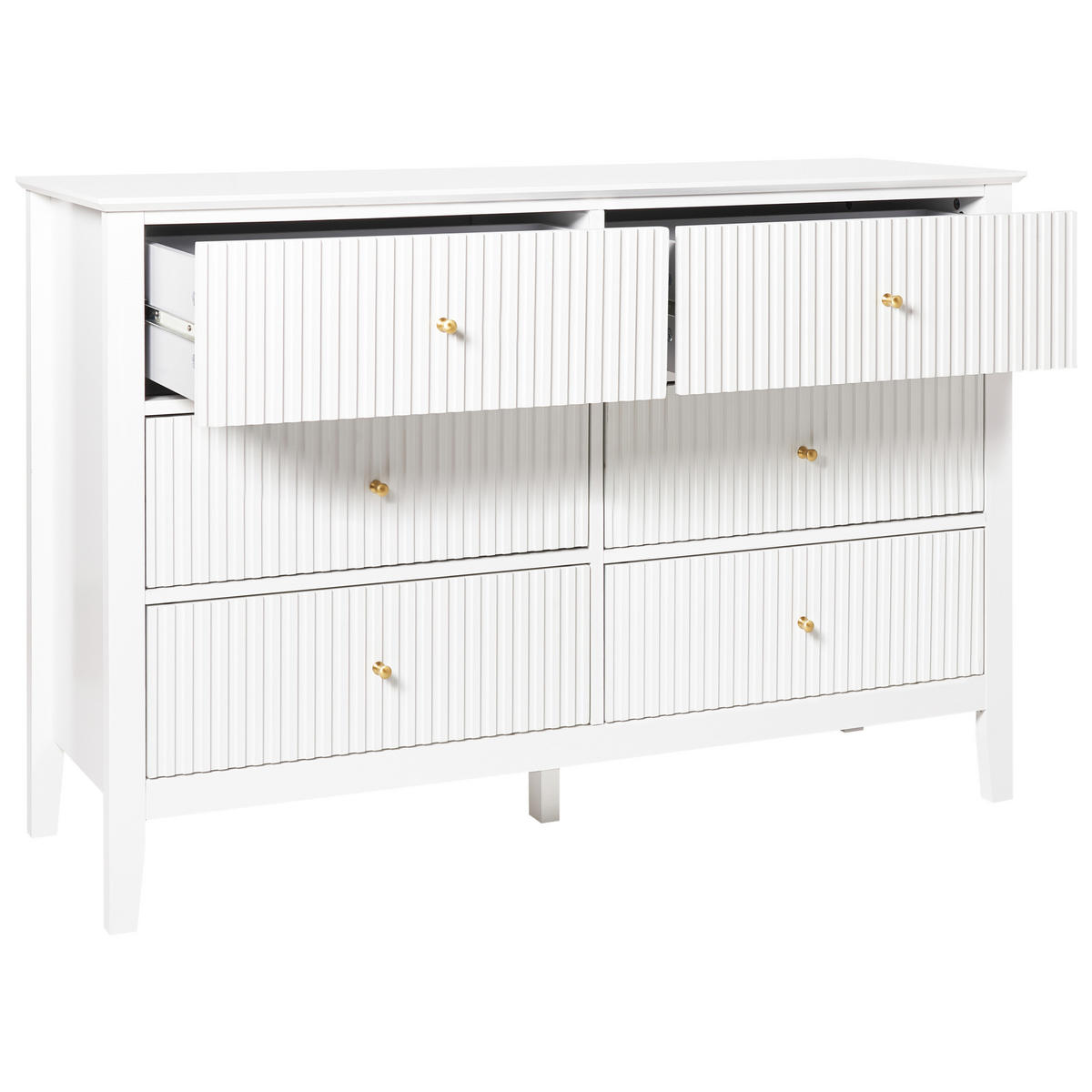 KOMODA s 6 zásuvkami Bílá Assisi - bílá, kompozitní dřevo (120/80/40cm) - Beliani