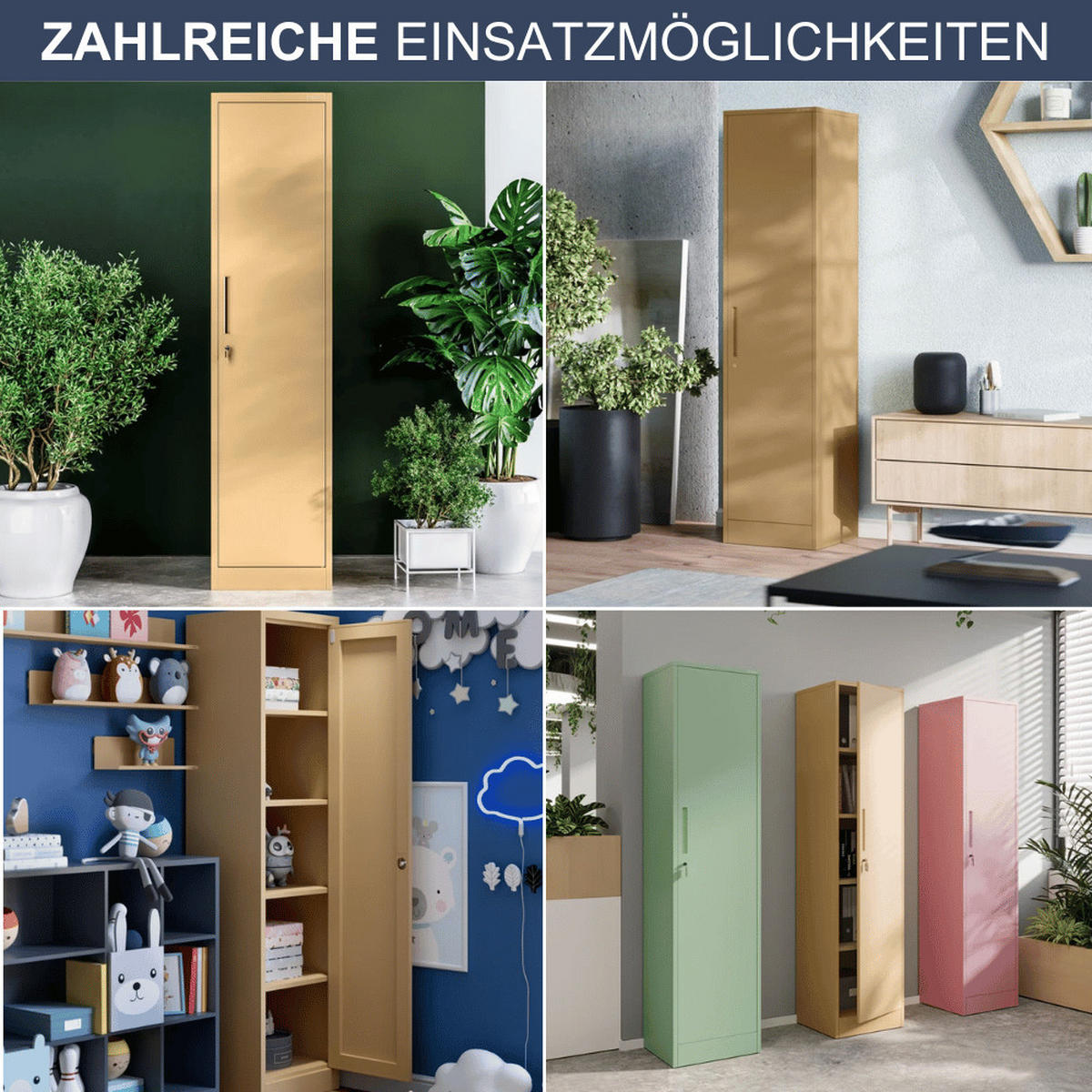 AKTENSCHRANK abschließbar KADO mit Flügeltüren 185x45x40cm Beige - Beige, Metall (45/185/40cm) - DELUKE