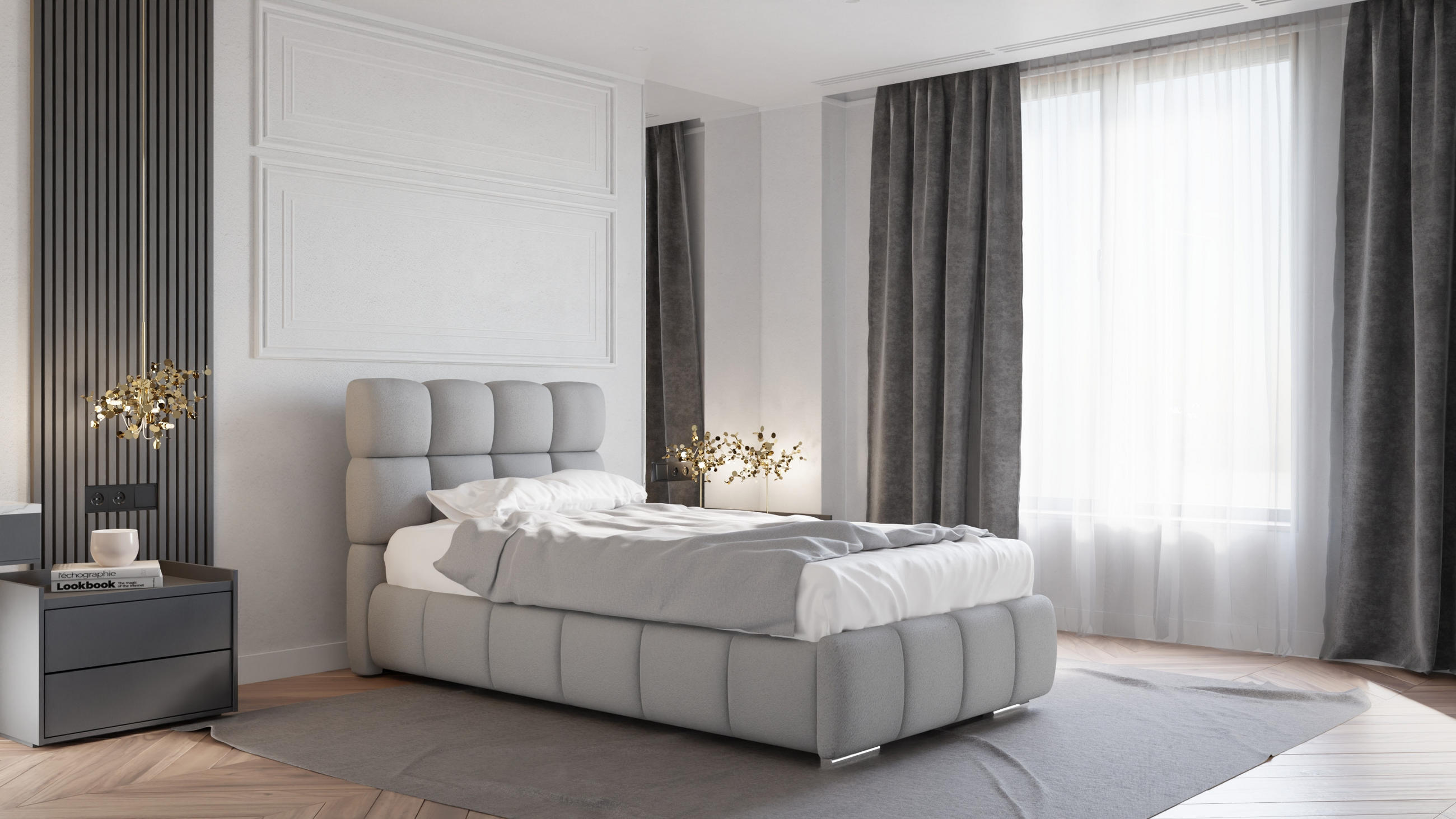 Homesy Polsterbett Grau 100x200 cm