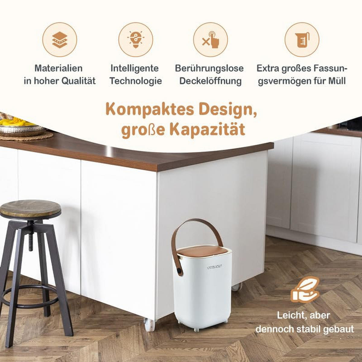 WINDELEIMER Geruchsdicht ohne Kassette Weiß und Braun - Weiß/Braun, Kunststoff (24/41/20cm) - Twinky