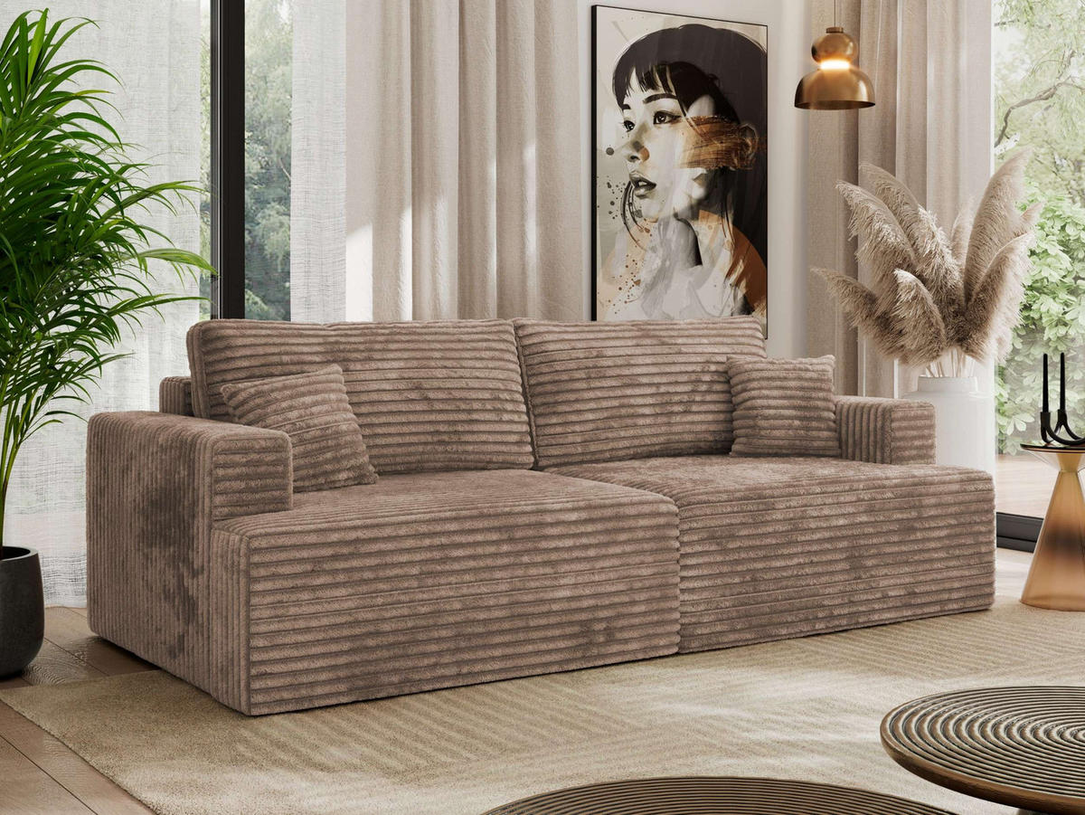 4-SITZER SOFA VIRELLA Braun Cord - Schwarz/Braun, Textil (240/88/115cm) - MKS