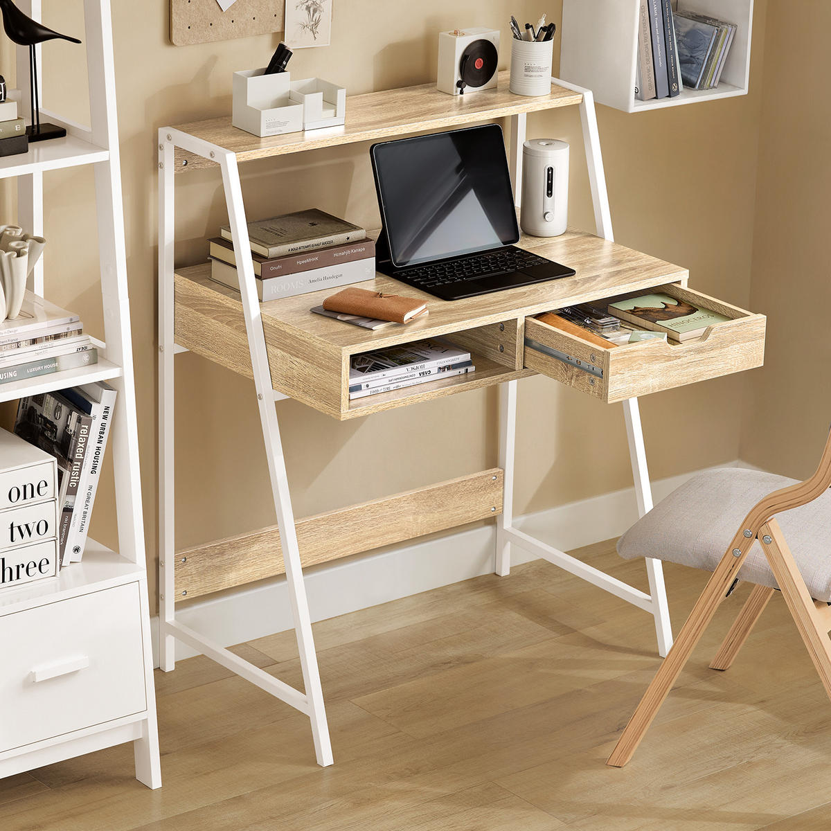 SCHREIBTISCH NATUR - Naturfarben, Holzwerkstoff (50/81/100cm) - SoBuy