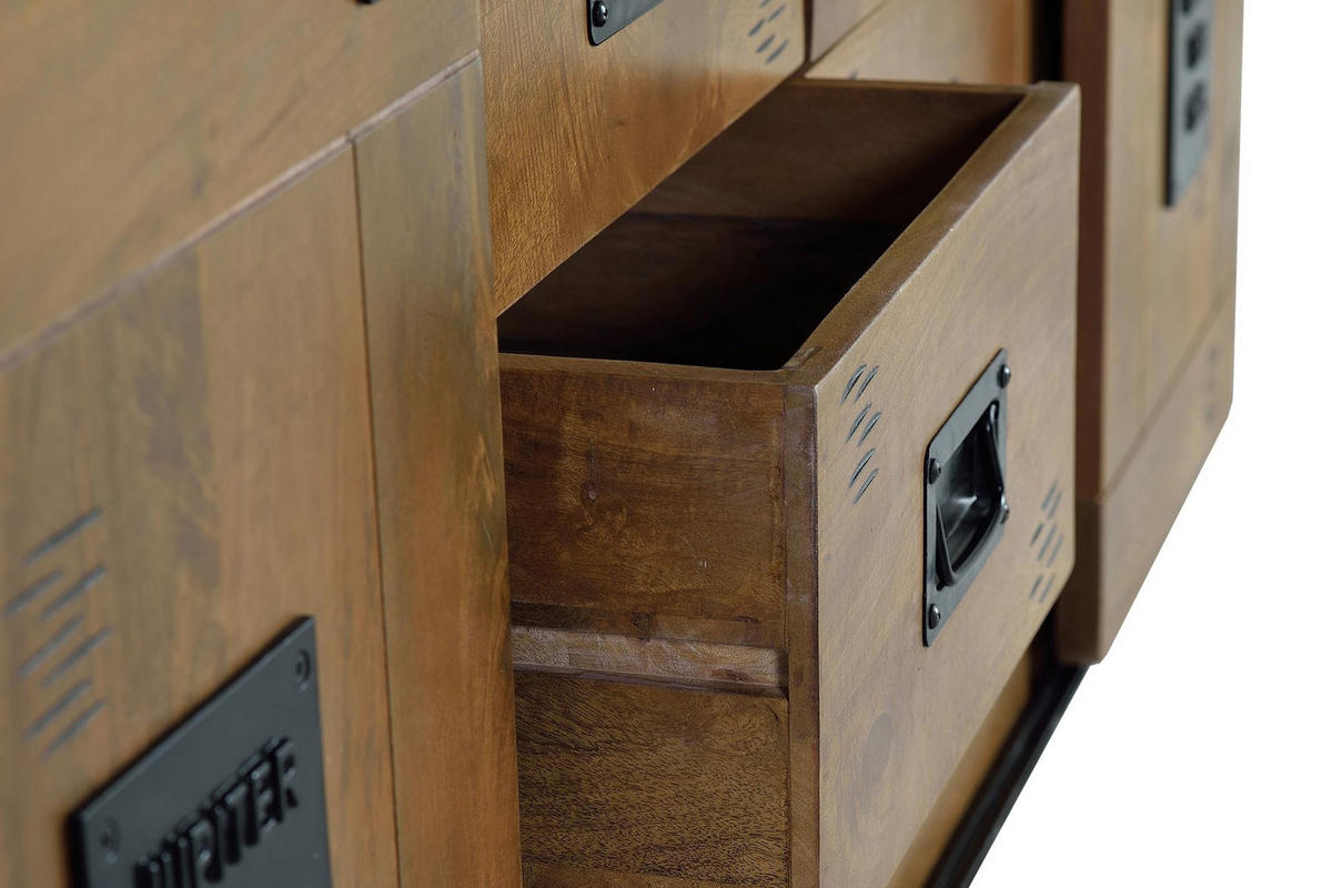 SIDEBOARD aus Mangoholz und Schwarz - Braun, Holz (45/80/190cm) - Giner y Colomer