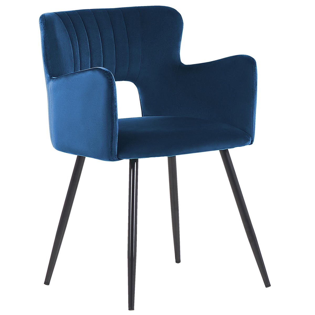 ESSZIMMERSTUHL 2er-Set Samtstoff Blau Sanilac - Blau, Textil/Metall (52/75/44cm) - Beliani