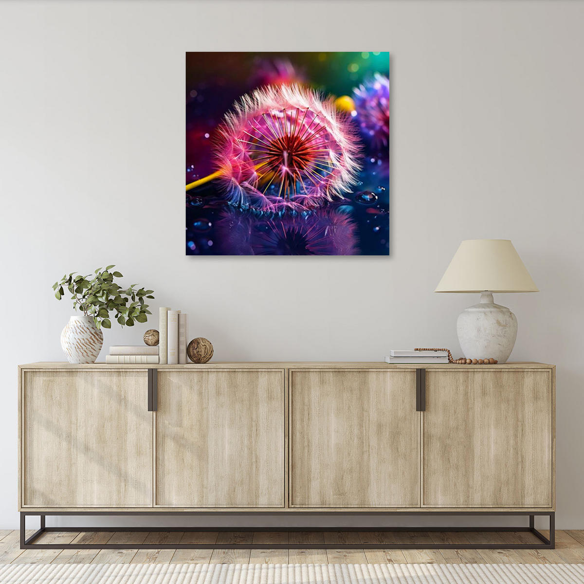 LEINWANDBILD Pusteblume Makro Abstraktion 60x60cm - Lila, Textil (60/60cm) - Feeby