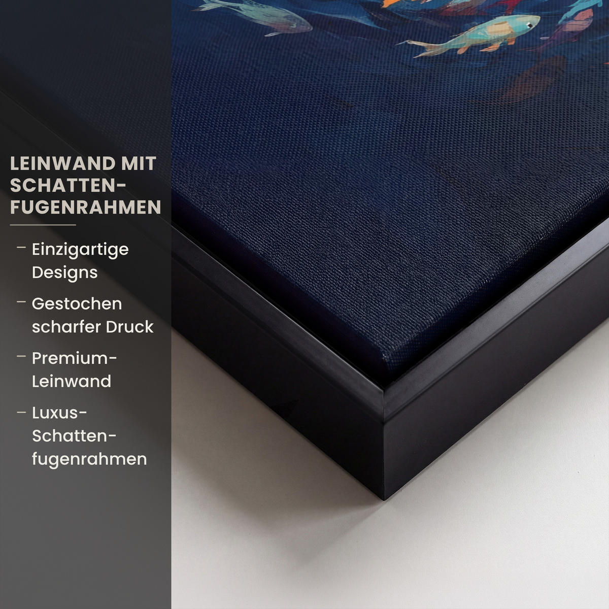 LEINWAND Bilder mit Rahmen - Meer - Fische - Bunt - Dynamisch - 40x30 - Hellblau, Textil (40/30cm) - MuchoWow