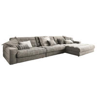 ECKSOFA XL LANA Steingrau Cord - Greige/Schwarz, Textil (416/205cm) - KAWOLA