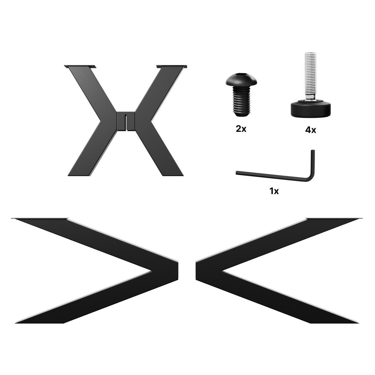 TISCHBEINE Acamar Extreme Metall Schwarz 240/70/72 cm - Schwarz, Metall (80/72/240cm) - Metalo Pro