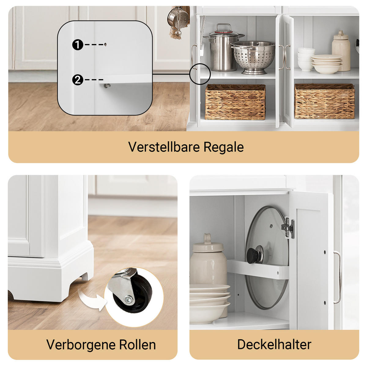 KÜCHENINSEL rollbar Weiß-Natur - Weiß, Holz/Holzwerkstoff (115/92/71cm) - SoBuy