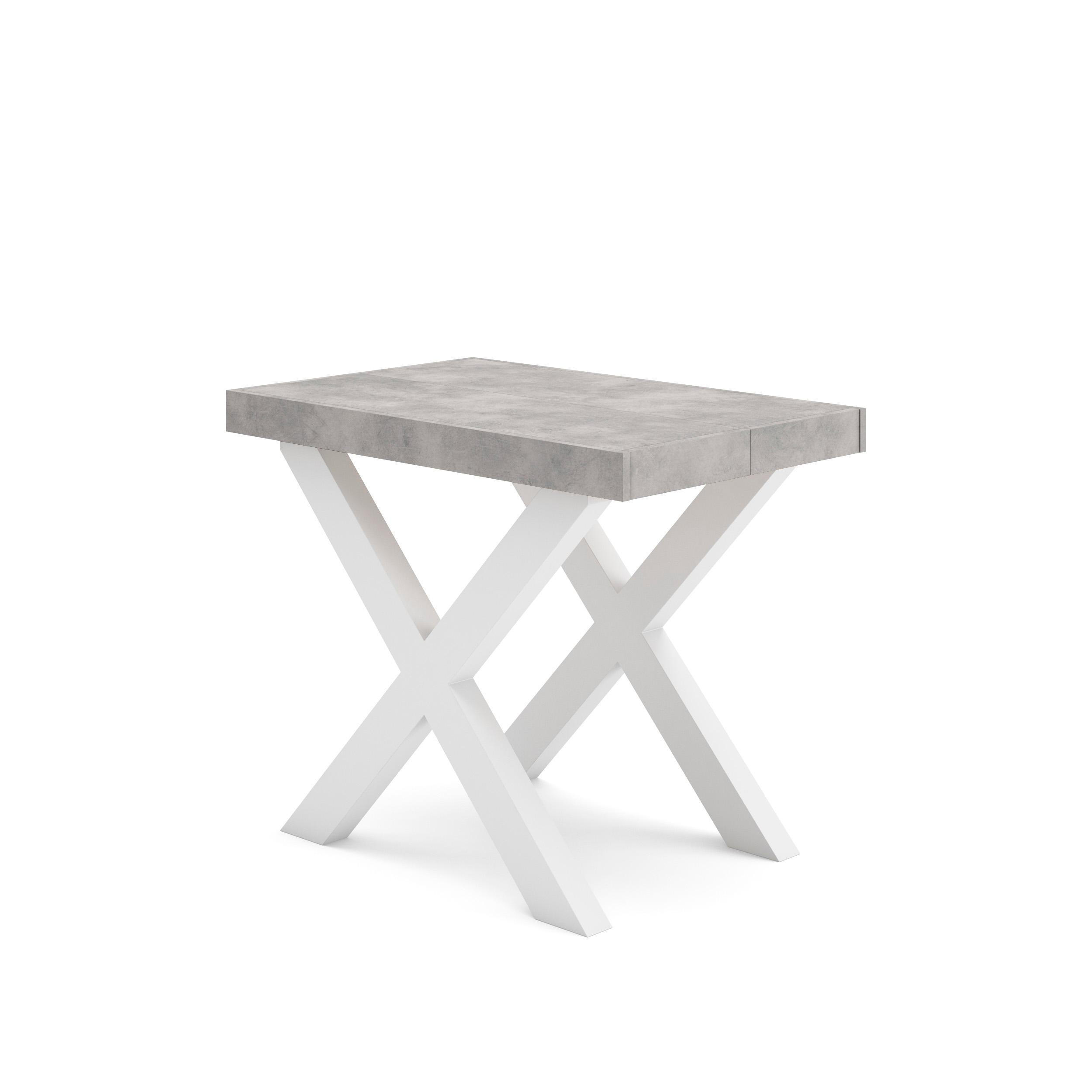 KONSOLENTISCH ausziehbar 58 bis 140cm, für 6 Gäste, weiß zementgrau, 90/58/73cm - Multicolor/Weiß, Holzwerkstoff (90/140/73cm) - Skraut Home