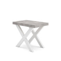 KONSOLENTISCH ausziehbar 58 bis 140cm, für 6 Gäste, weiß zementgrau, 90/58/73cm - Multicolor/Weiß, Holzwerkstoff (90/140/73cm) - Skraut Home