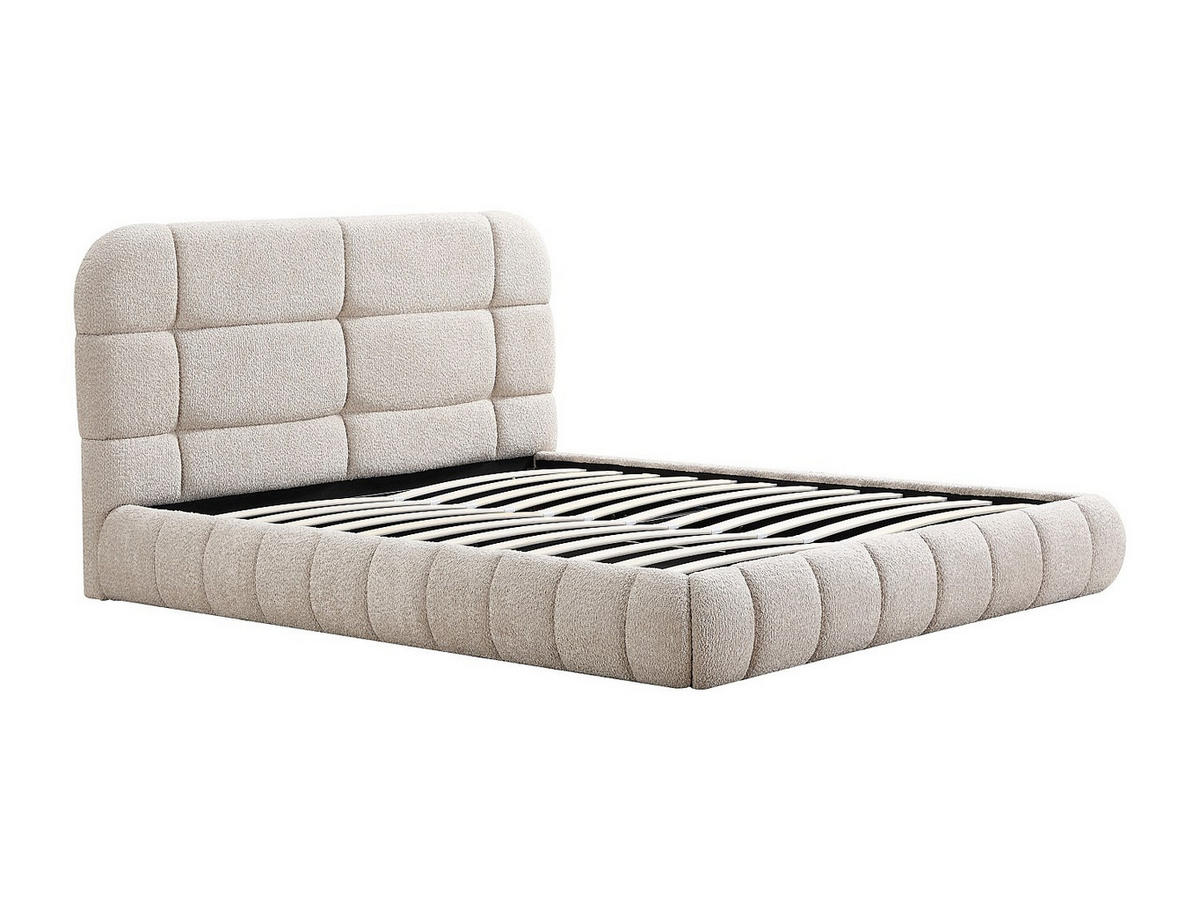 BETT mit Bettkasten - 2 Personen - Stoff - Beige - Beige, Textil (180/200cm) - Vente-Unique
