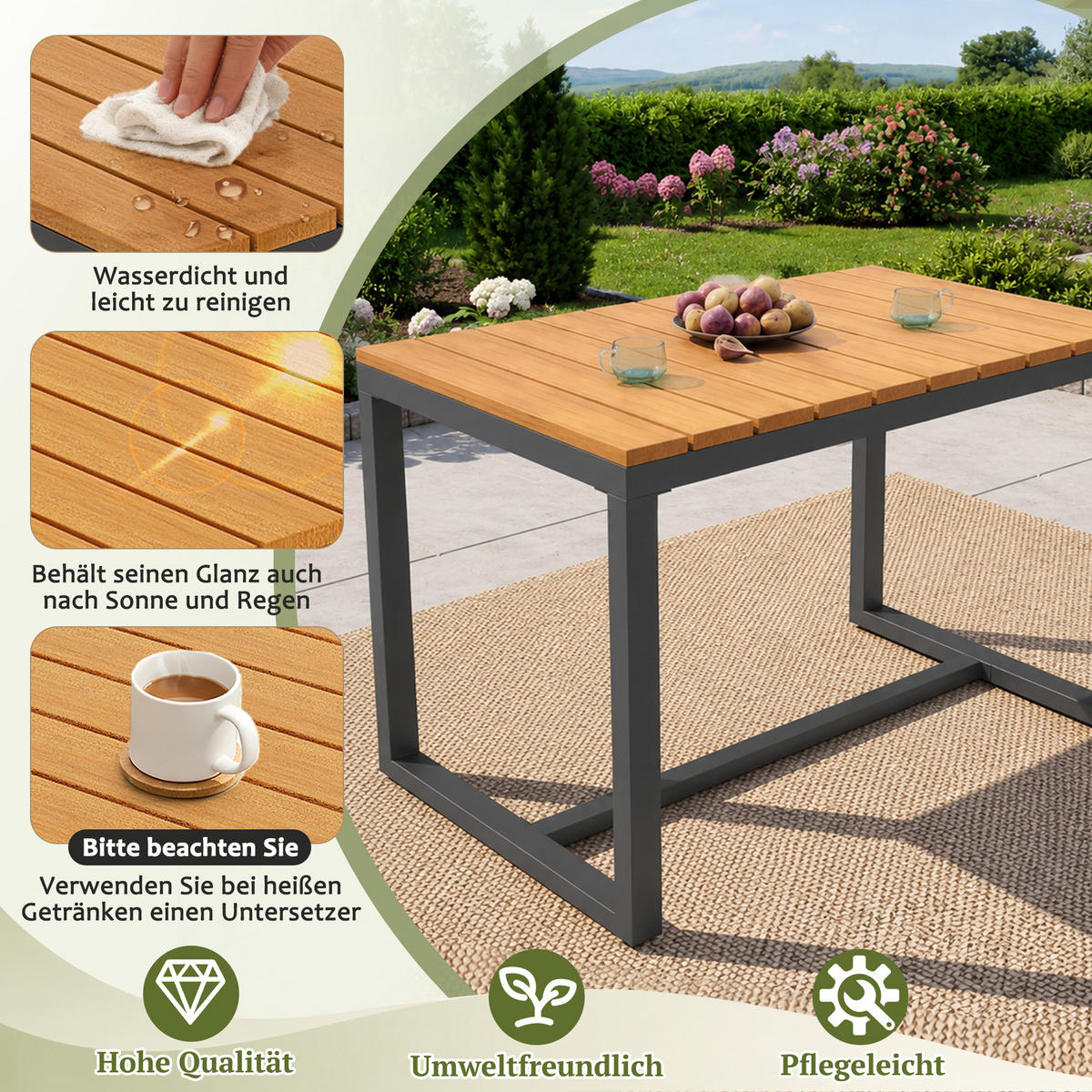 GARTENLOUNGE 6-teilig Ecksofa Sessel Tisch Outdoor Grau - Grau, Metall - FLIEKS