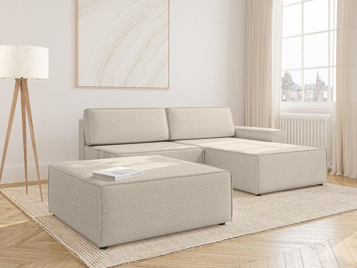 ECKSOFA Lummo Re mit Schlaffunktion, Beige - Beige, Textil (323/185cm) - Fedve